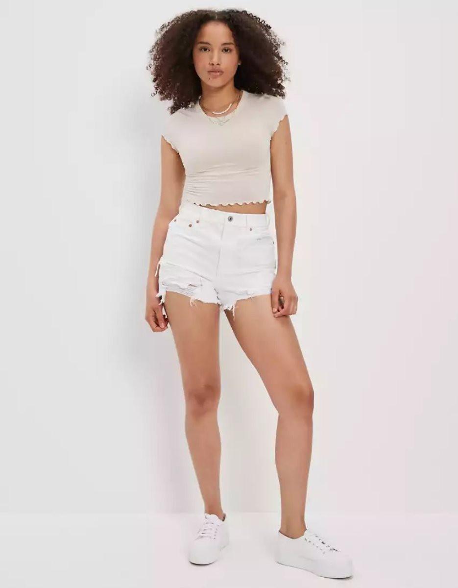 Shorts American Eagle AE Denim Curvy Highest Taille '90s Boyfriend Blanche Femme | GRY-71847322